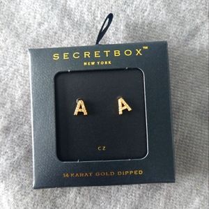 Brand new 14k gold dipped "A" earrings